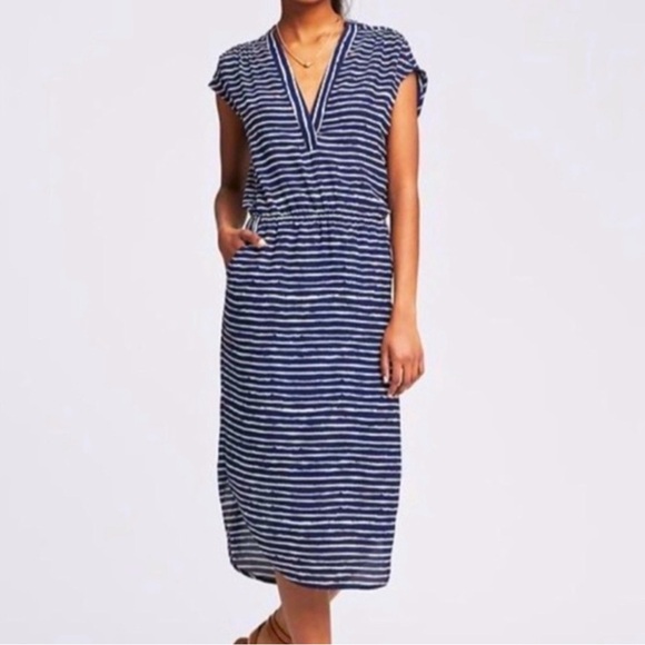 Banana Republic Dresses & Skirts - Banana Republic Navy and White Striped Midi Dress